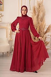 İNCİ VE TAŞ İŞLEMELİ TESETTÜR ABİYE (K16266)