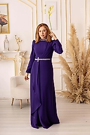 GÖGÜS KISMI PİLELİ KRİSTAL TAŞ DETAYLI TESETTÜR ABİYE (K3015)